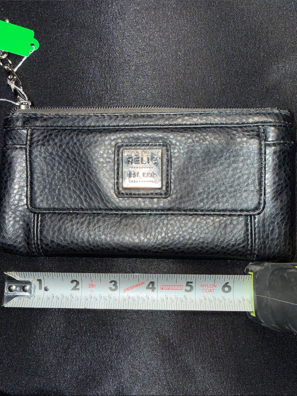 Relic Black Pebbled Leather Wristlet Wallet with Front Flap